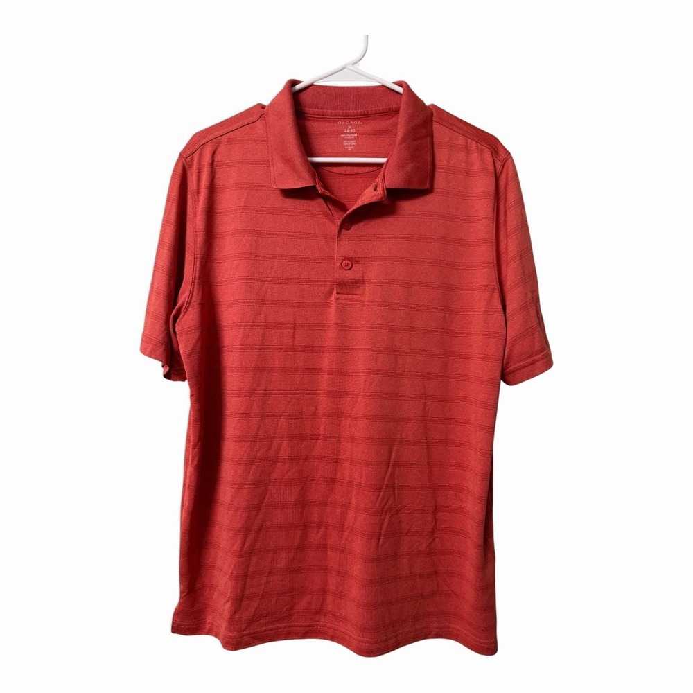 George Mens Medium Orange-Red Performance Polo Short Sleeve